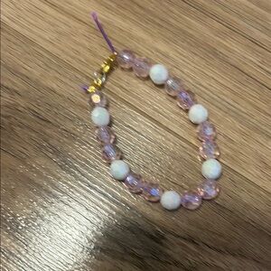 Pink and White Beaded Bracelet